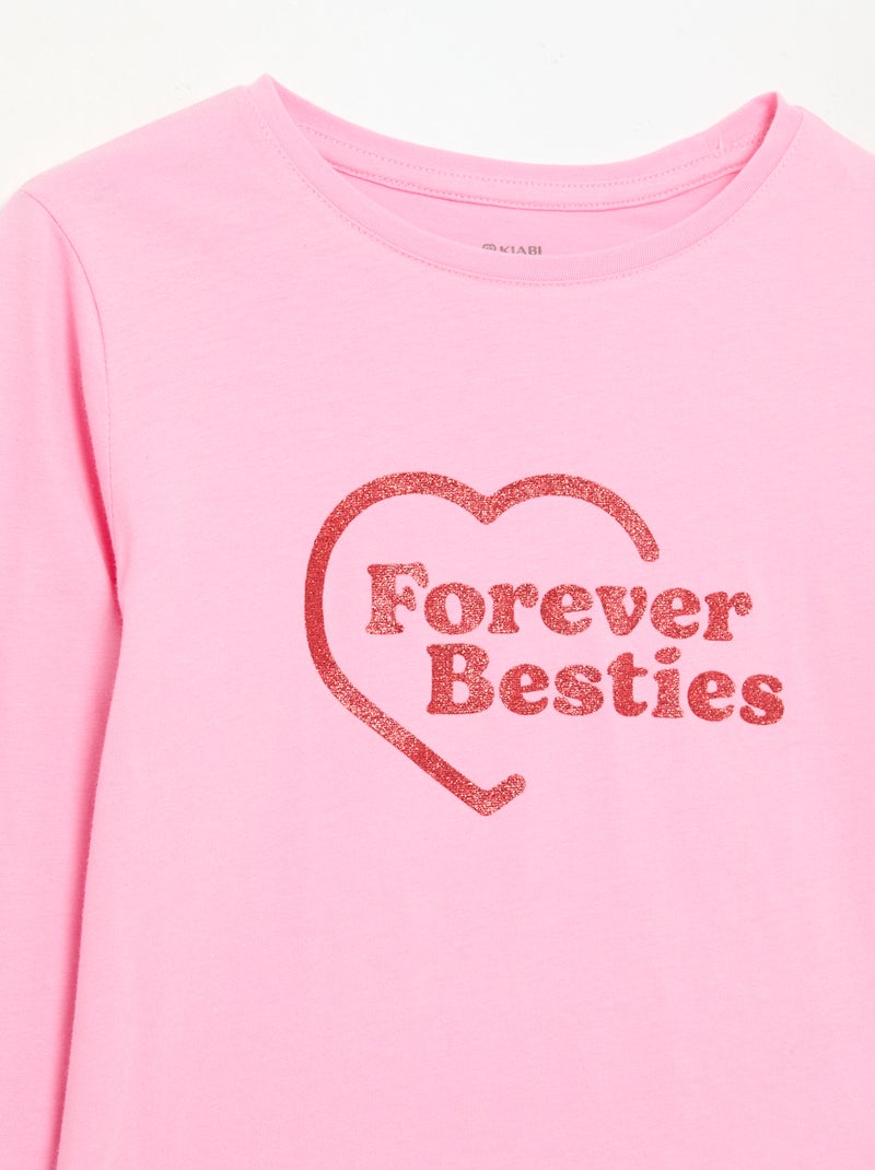 T-shirt de manga comprida com estampado Rosa - Kiabi