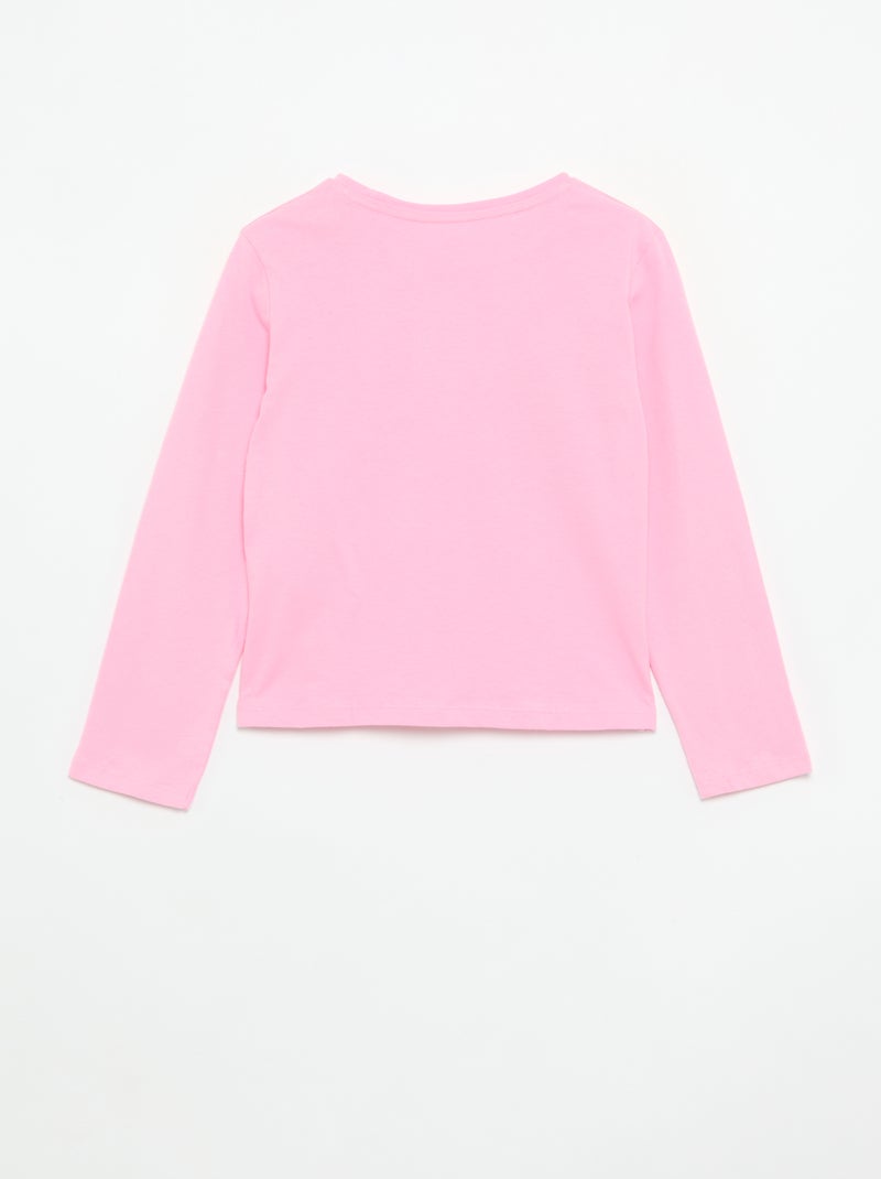 T-shirt de manga comprida com estampado Rosa - Kiabi