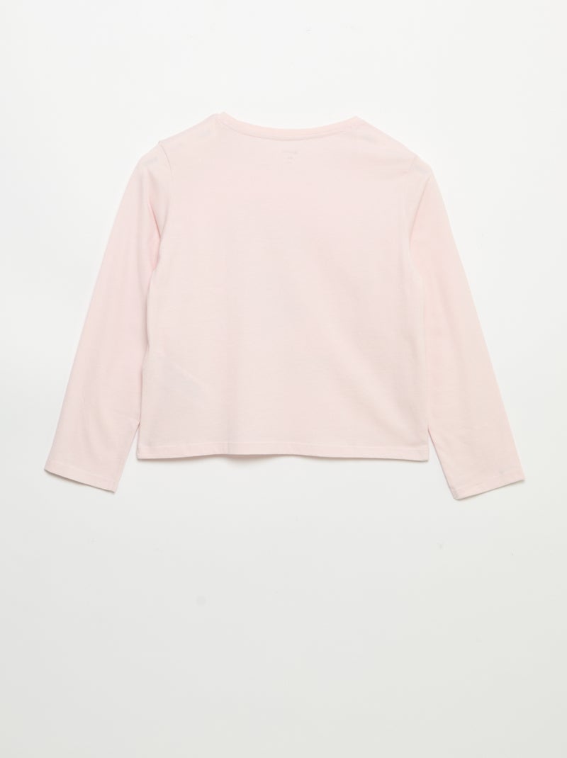 T-shirt de manga comprida com estampado Rosa - Kiabi