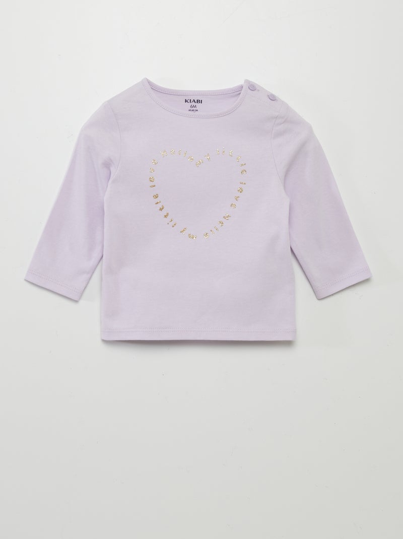 T-shirt de manga comprida com estampado ROSA - Kiabi
