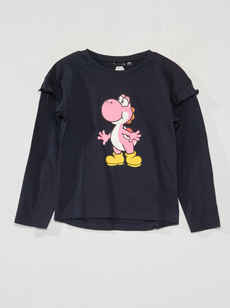 T-shirt de manga comprida com estampado 'Super Mario' Azul Marinho - Kiabi