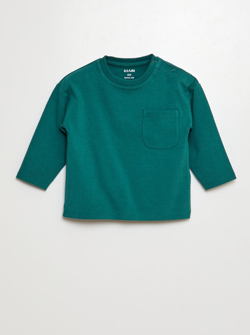 T-shirt de manga comprida com estampado VERDE - Kiabi