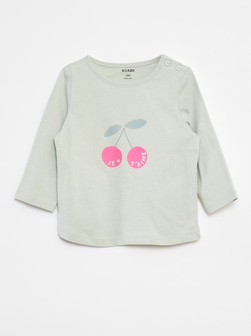 T-shirt de manga comprida com estampado - Kiabi