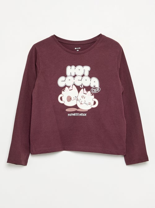 T-shirt de manga comprida com estampado - Kiabi