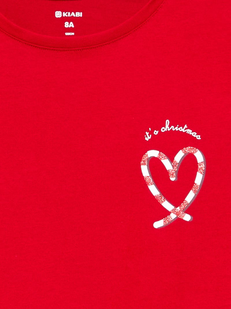 T-shirt de manga comprida com estampado Vermelho - Kiabi
