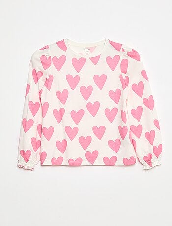 T-shirt de manga comprida com franzidos nos ombros