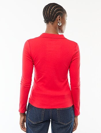 T-shirt de manga comprida com gola polo