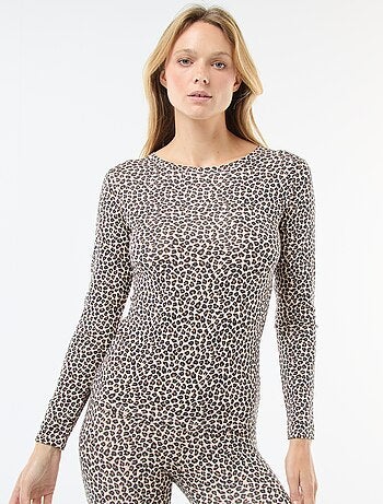 T-shirt de manga comprida com gola redonda