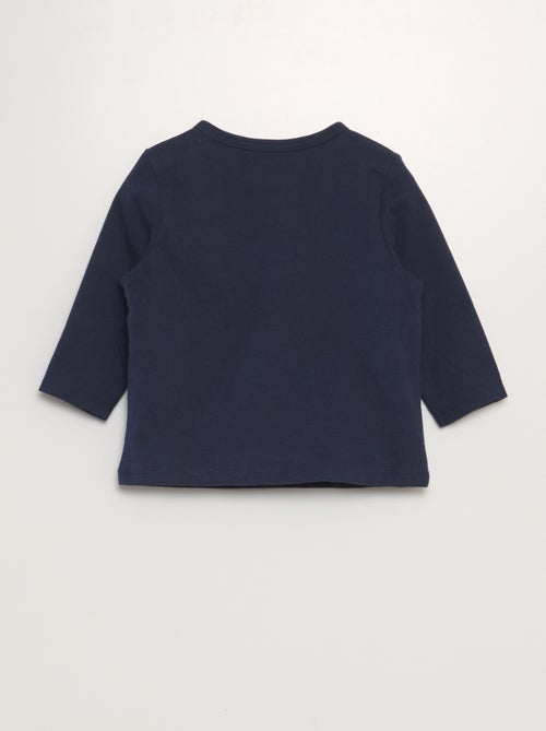 T-shirt de manga comprida com gola tunisina - Kiabi