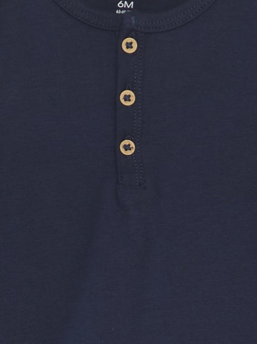 T-shirt de manga comprida com gola tunisina - Kiabi