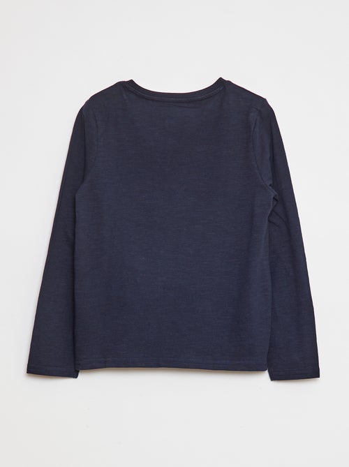 T-shirt de manga comprida com gola tunisina - Kiabi