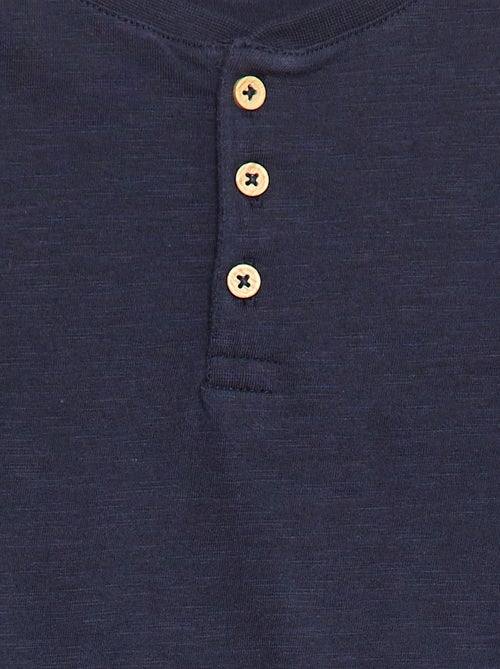 T-shirt de manga comprida com gola tunisina - Kiabi