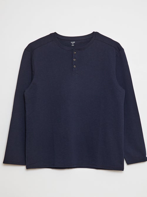 T-shirt de manga comprida com gola tunisina - Kiabi