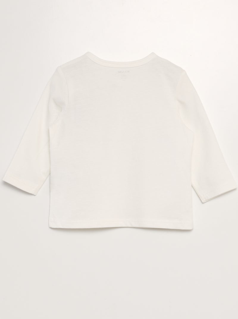 T-shirt de manga comprida com gola tunisina Branco - Kiabi