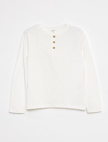 T-shirt de manga comprida com gola tunisina