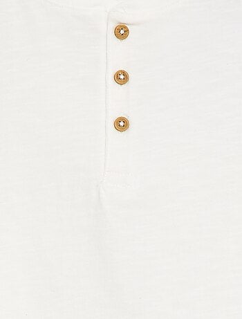 T-shirt de manga comprida com gola tunisina