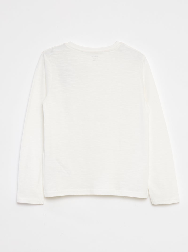 T-shirt de manga comprida com gola tunisina Branco - Kiabi