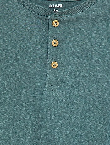 T-shirt de manga comprida com gola tunisina