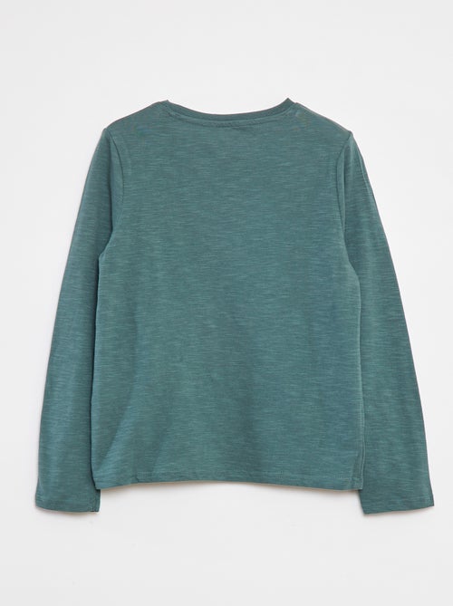 T-shirt de manga comprida com gola tunisina - Kiabi