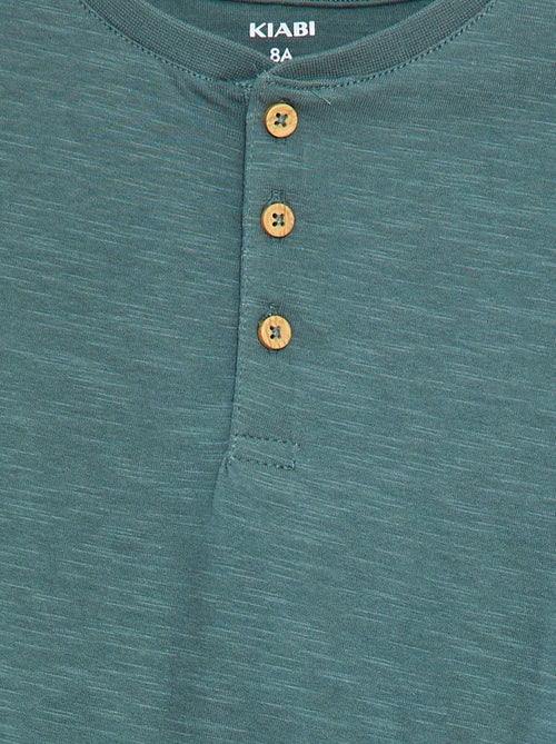 T-shirt de manga comprida com gola tunisina - Kiabi