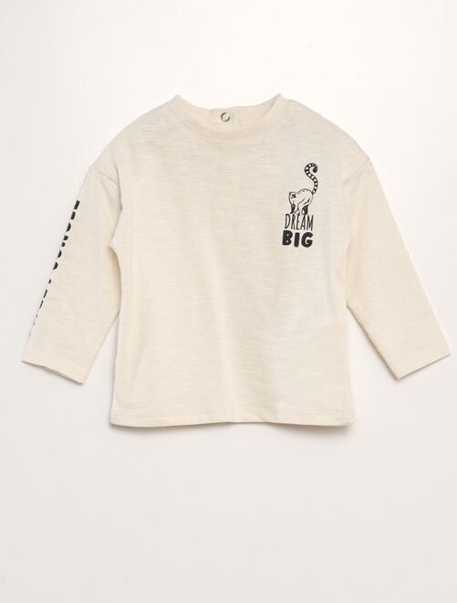T-shirt de manga comprida com inscrição - Kiabi