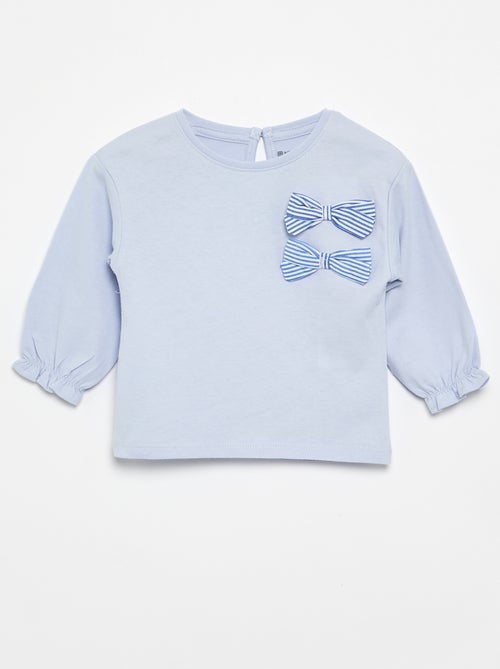 T-shirt de manga comprida com laços decorativos - Kiabi