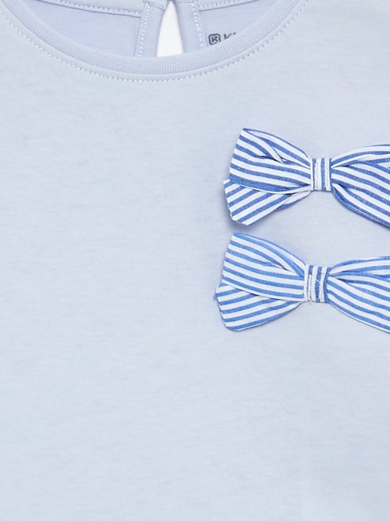 T-shirt de manga comprida com laços decorativos Azul - Kiabi