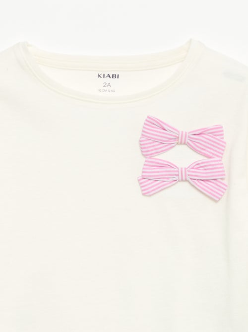 T-shirt de manga comprida com laços decorativos - Kiabi