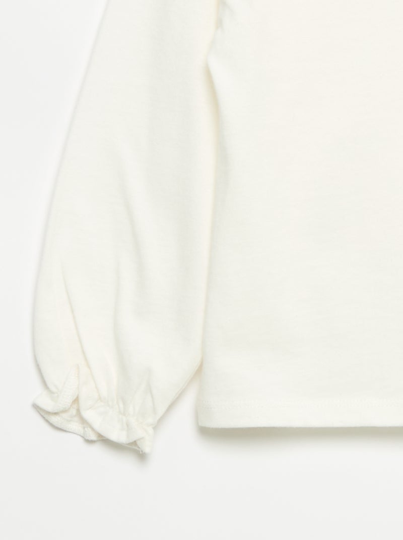 T-shirt de manga comprida com laços decorativos Branco - Kiabi