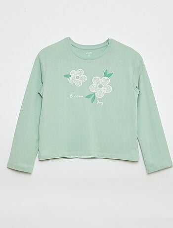 T-shirt de manga comprida com lantejoulas