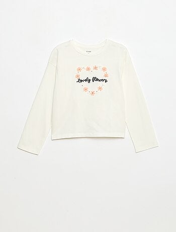 T-shirt de manga comprida com lantejoulas