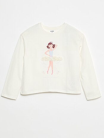 T-shirt de manga comprida com lantejoulas