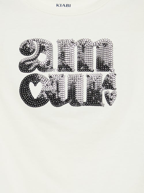 T-shirt de manga comprida com lantejoulas - Kiabi