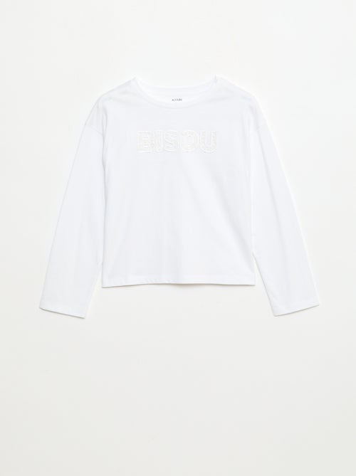 T-shirt de manga comprida com lantejoulas - Kiabi