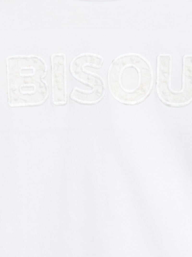 T-shirt de manga comprida com lantejoulas Branco - Kiabi
