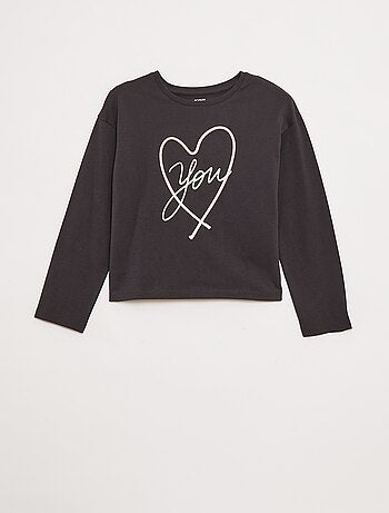 T-shirt de manga comprida com lantejoulas