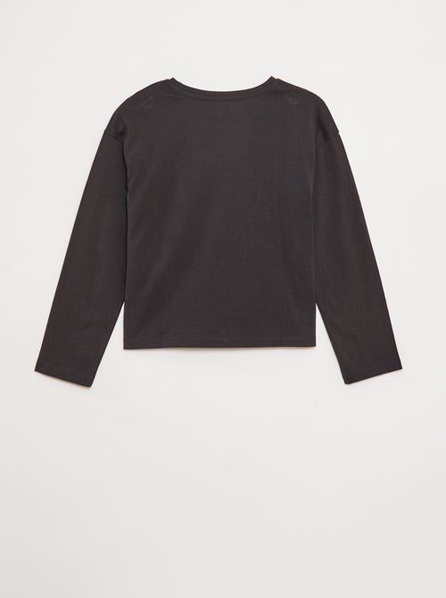 T-shirt de manga comprida com lantejoulas - Kiabi