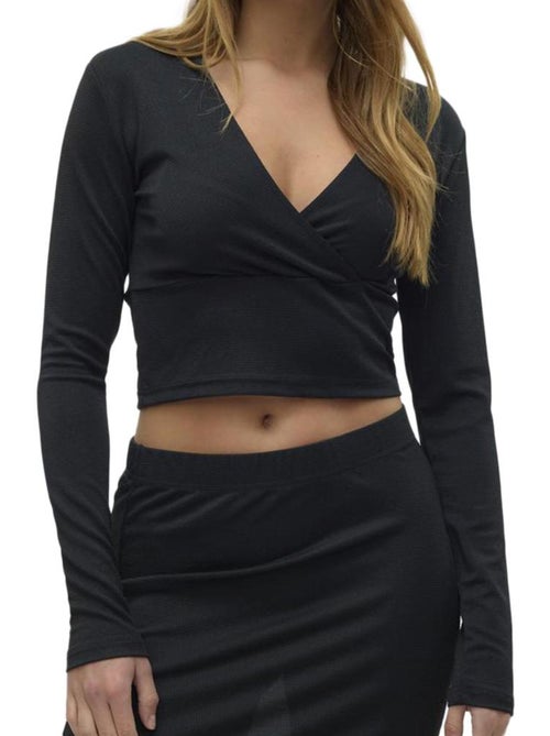 T-shirt de Manga Comprida com Lantejoulas Preto para Mulher Vero Moda Kanva - Kiabi T-shirt de Manga Comprida com Lantejoulas Preto para Mulher Vero Moda Kanva - Kiabi