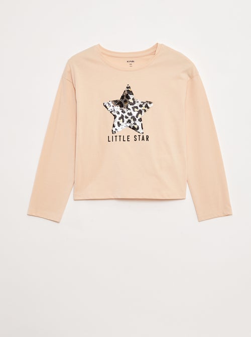 T-shirt de manga comprida com lantejoulas - Kiabi
