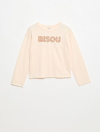 T-shirt de manga comprida com lantejoulas