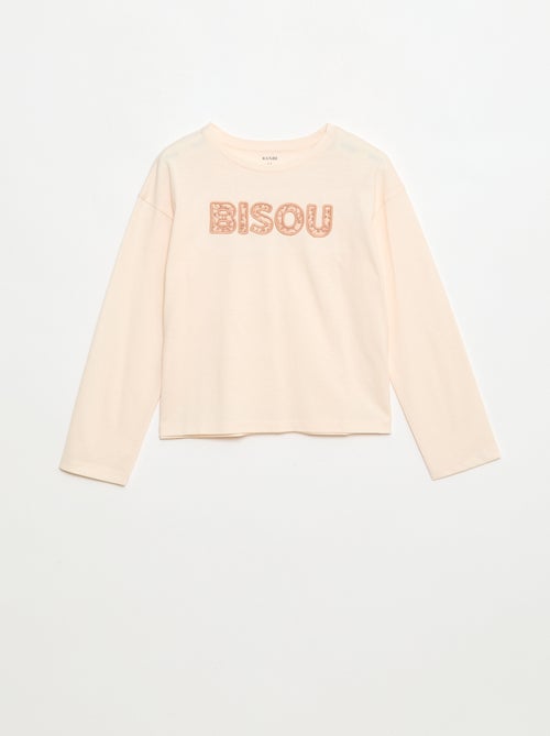 T-shirt de manga comprida com lantejoulas - Kiabi