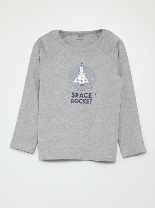 T-shirt de manga comprida com molas - coleção fácil de vestir - Kiabi