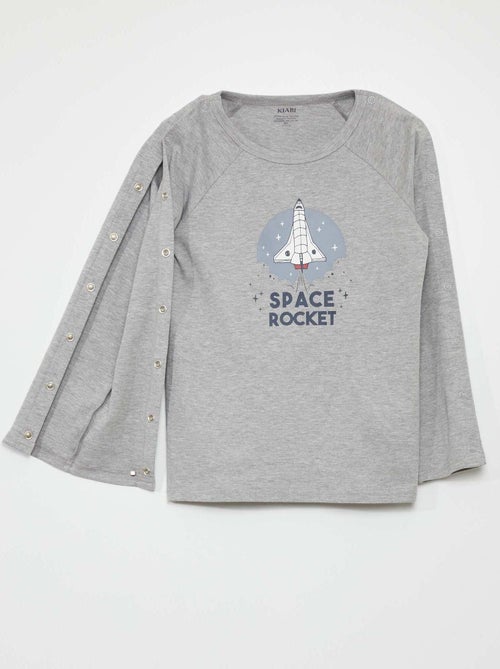 T-shirt de manga comprida com molas - coleção fácil de vestir - Kiabi