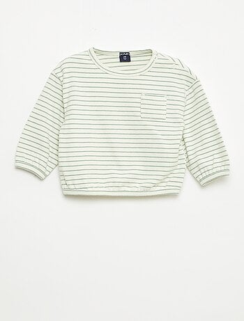 T-shirt de manga comprida com padrão às riscas