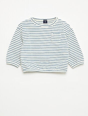 T-shirt de manga comprida com padrão às riscas