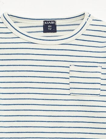 T-shirt de manga comprida com padrão às riscas