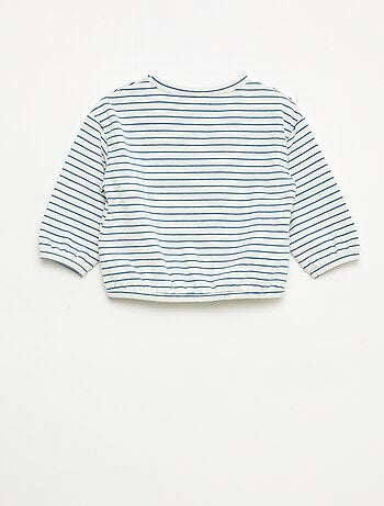 T-shirt de manga comprida com padrão às riscas