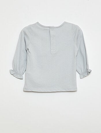 T-shirt de manga comprida com punhos com folhos