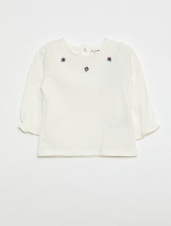 T-shirt de manga comprida com punhos com folhos