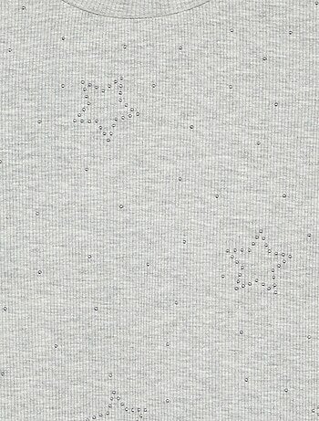 T-shirt de manga comprida com strass